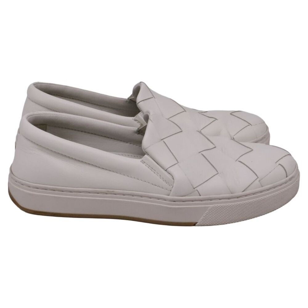Bottega Veneta Dodger Slip-On Intrecciato Sneakers in White Leather